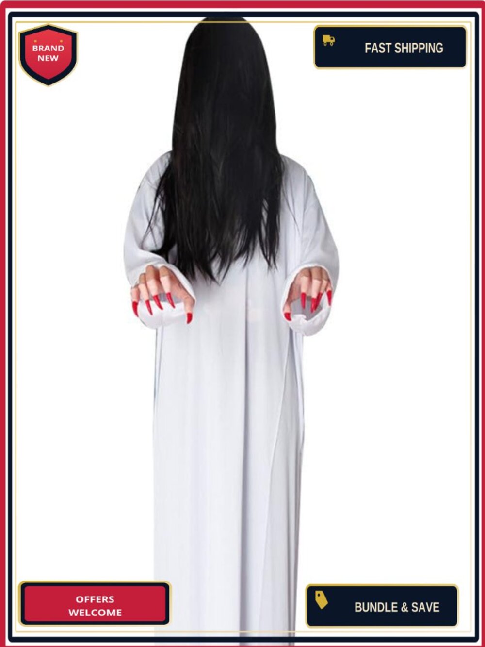 Samara The Ring Costume Full Set Robe Wig Adult One Size Cosplay